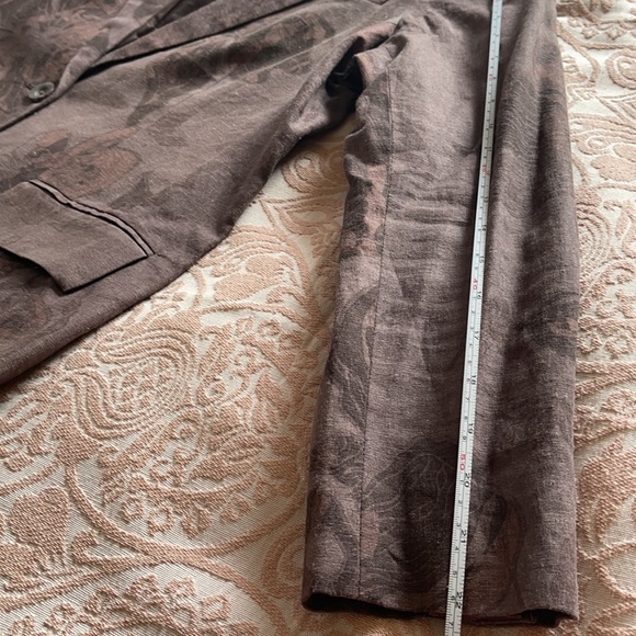 Dusty Plum Linen Blend Abstract Print Boyfriend Blazer EUC - Picture 10 of 16